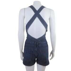 Vintage Clock House Denim Shortalls Short Overalls Dark Wash Blue
